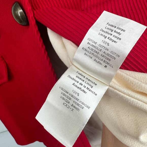 Forte_Forte Red Wool‎ Winter Overcoat Button Front Detachable Sleeves - Picture 13 of 15